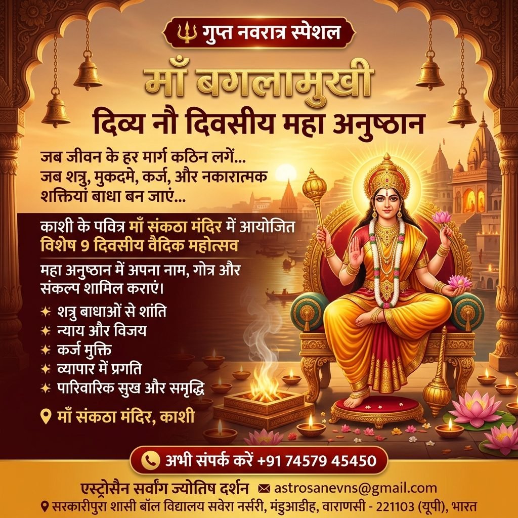 गुप्त नवरात्रि विशेष: माँ बगलामुखी महाअनुष्ठान से प्राप्त करें दिव्य कृपा, विजय और सुरक्षा