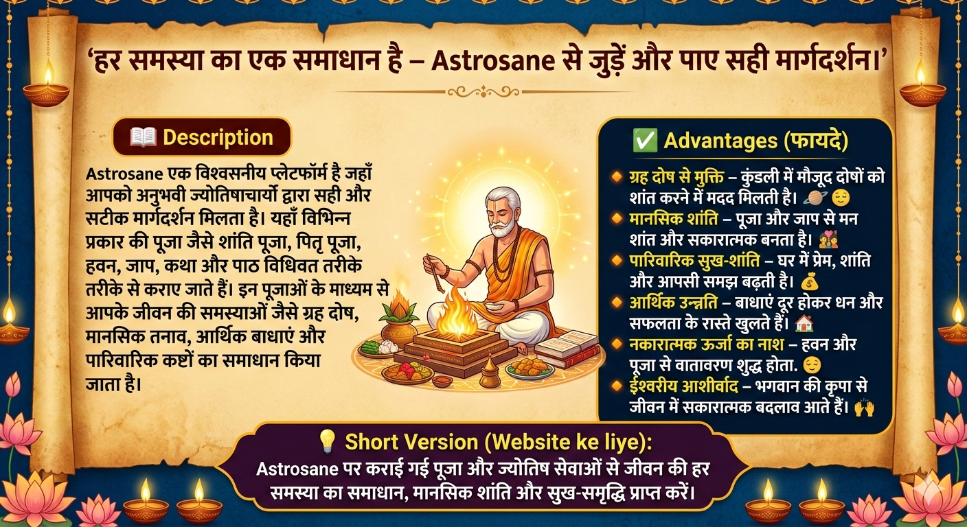 "हर समस्या का एक समाधान है – Astrosane से जुड़ें और पाए सही मार्गदर्शन।"  📖 Description
