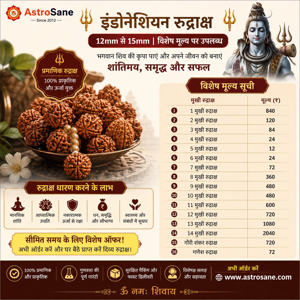 इंडोनेशियन रुद्राक्ष: दिव्य ऊर्जा, आध्यात्मिक उन्नति और विशेष मूल्य पर उपलब्ध